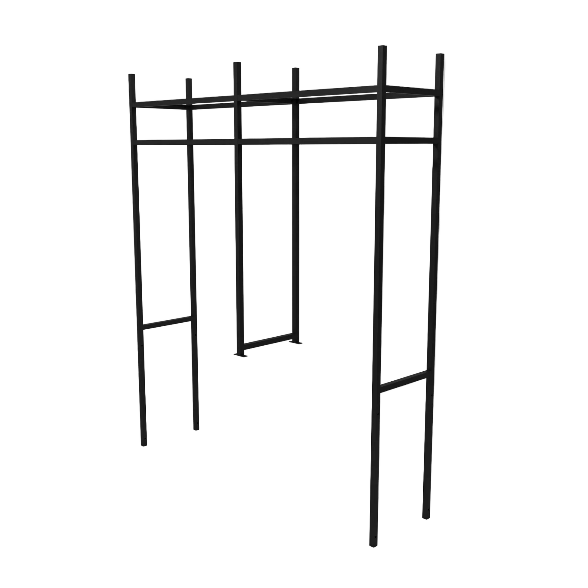 Black metal frame on a light gray background