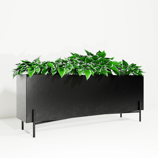 Pavilion, Steel planter & slimline display, 1200x350x250mm, Black powder coating