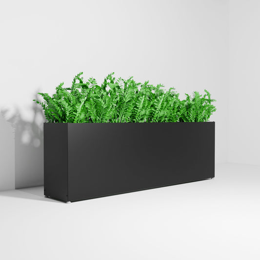 Barrier Planter – Partitioning Planter – 2215 x 702 x 410 mm – Flat-Pack – Black Powdercoated