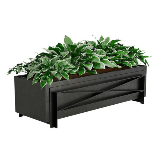 Evoke, Steel planter, 1200x400x300mm, Black powder coating