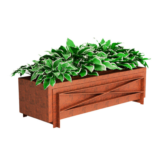 Evoke, Steel planter, 1200x400x300mm, Rust finish