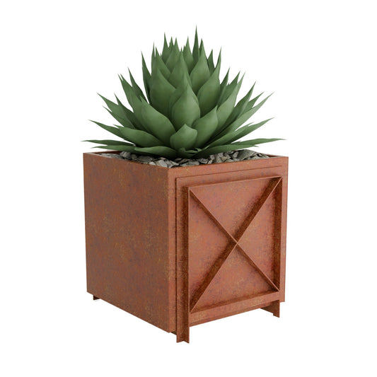 Evoke, Steel planter, 500x500x500mm, Rust finish