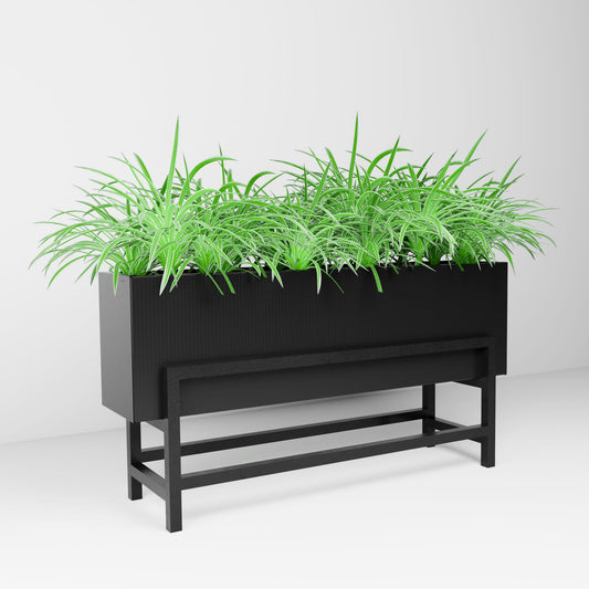 Pavilion, Steel planter & bold display, 1200x350x250mm, Black powder coating